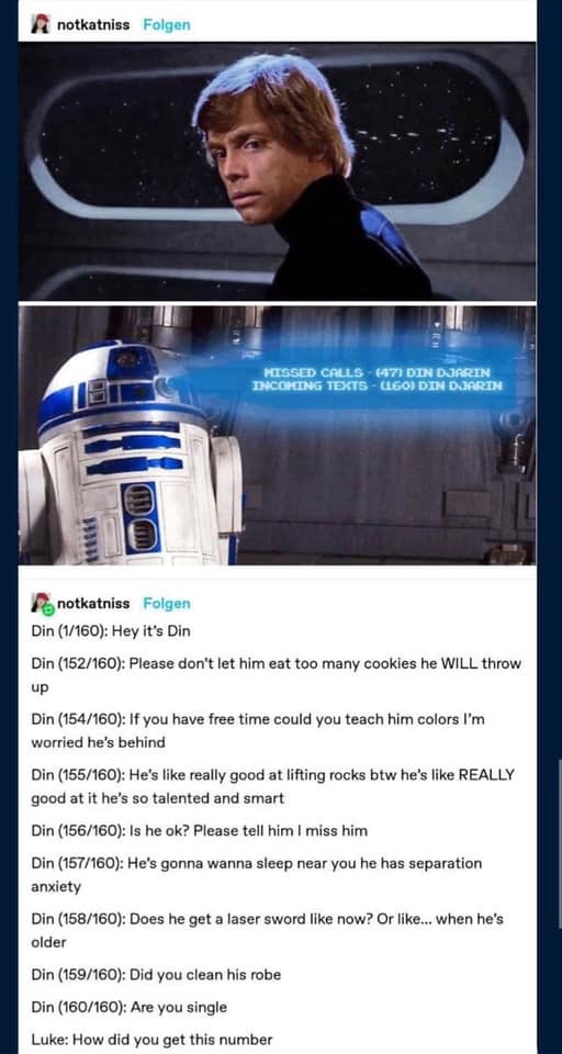 The meme features a screenshot of a Reddit user's comment on a post about the character Luke Skywalker from the Star Wars franchise. The comment is a response to a question about whether Luke would be a good boyfriend, with the user joking that Luke would be a bad boyfriend because he would leave his partner for a droid. The text of the comment is "In a galaxy far, far away...".